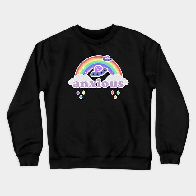 Anxious Kawaii Rainbow Crewneck Sweatshirt by Sasyall